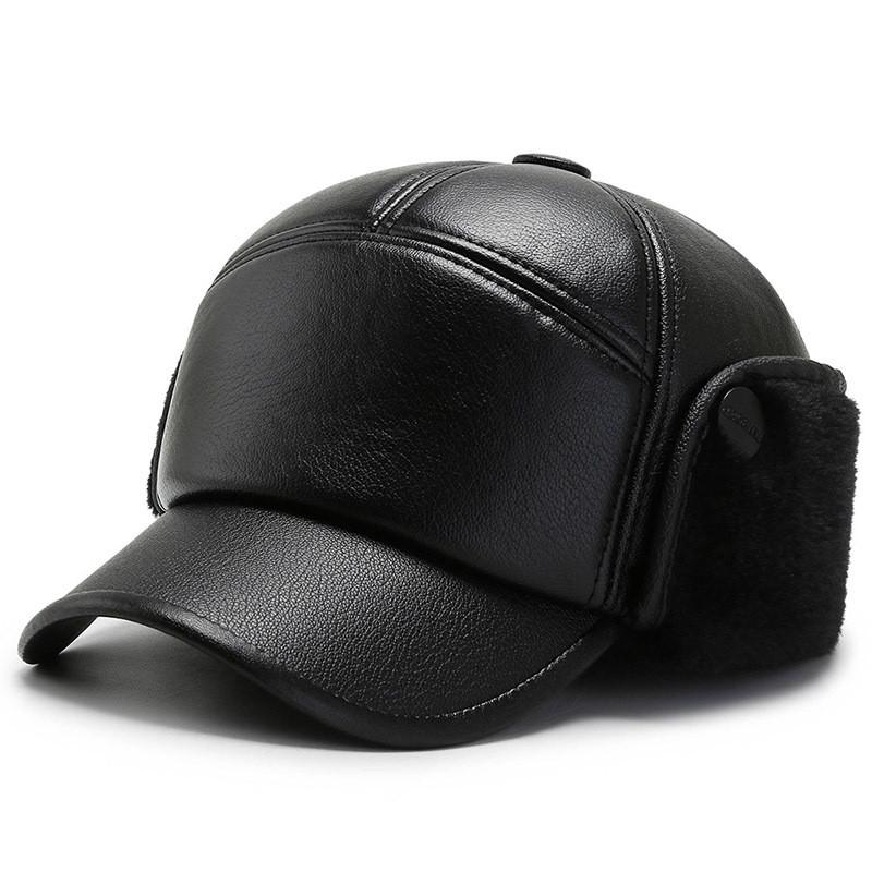 Ushanka Hat Plush Pu Leather Cap Winter Outdoor Warmth Ear Gifts Protection