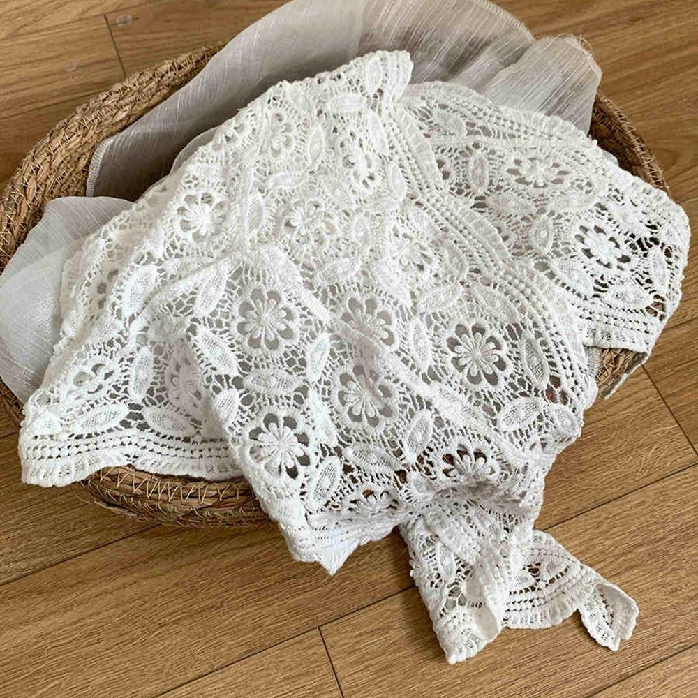 White Lace Triangle Scarf Fake Collar Flower Scarves Elegant Lace Shawl  Female