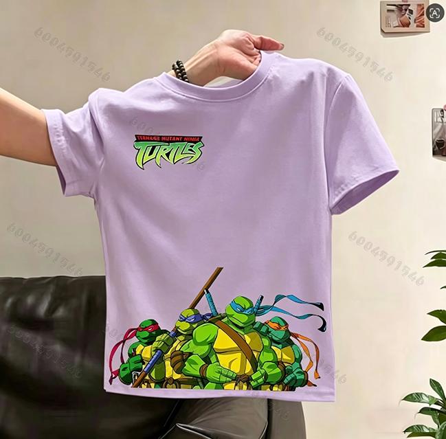 Latest hit product Ninja Turtles cartoon print childrens pure cotton Tshirt Soft and adorable top for children aged 312