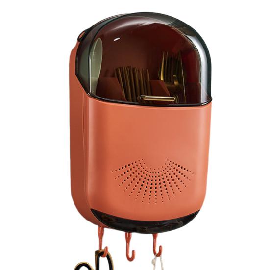 

Держатель для палочек для еды Настенный контейнер для вилок и ложек со сливным поддоном Прочный несущий держатель столовых приборов Товары для дома оранжевый