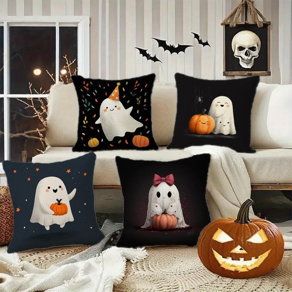 Cute Ghost Pillowcases For Halloweensuitable For Sofa Car Bedroom Decorative Cushion Cover Pillow Cover