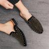 Fashion Retro Studded Leather Shoes for Men Comfortable Slip On Loafers Man High Quality Social Shoes Male Casual Rivet Loafers Hombre