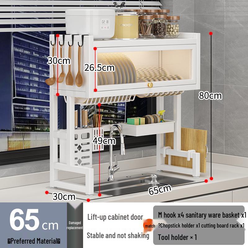 Wielofunkcyjny stojak na naczynia kuchenne: Pyłoszczelny organizer na blat do przechowywania misek, talerzy i ociekarek.