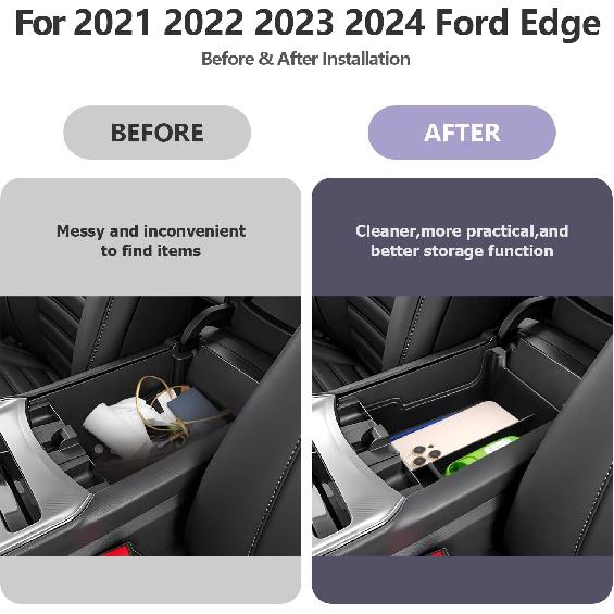 Organizator consolă centrală pentru Ford Edge 2023 2024, cutie de depozitare cotiera Ford Edge 2024, organizator cotiera Ford Edge 2021-2024, tavă de inserare cotiera consolă