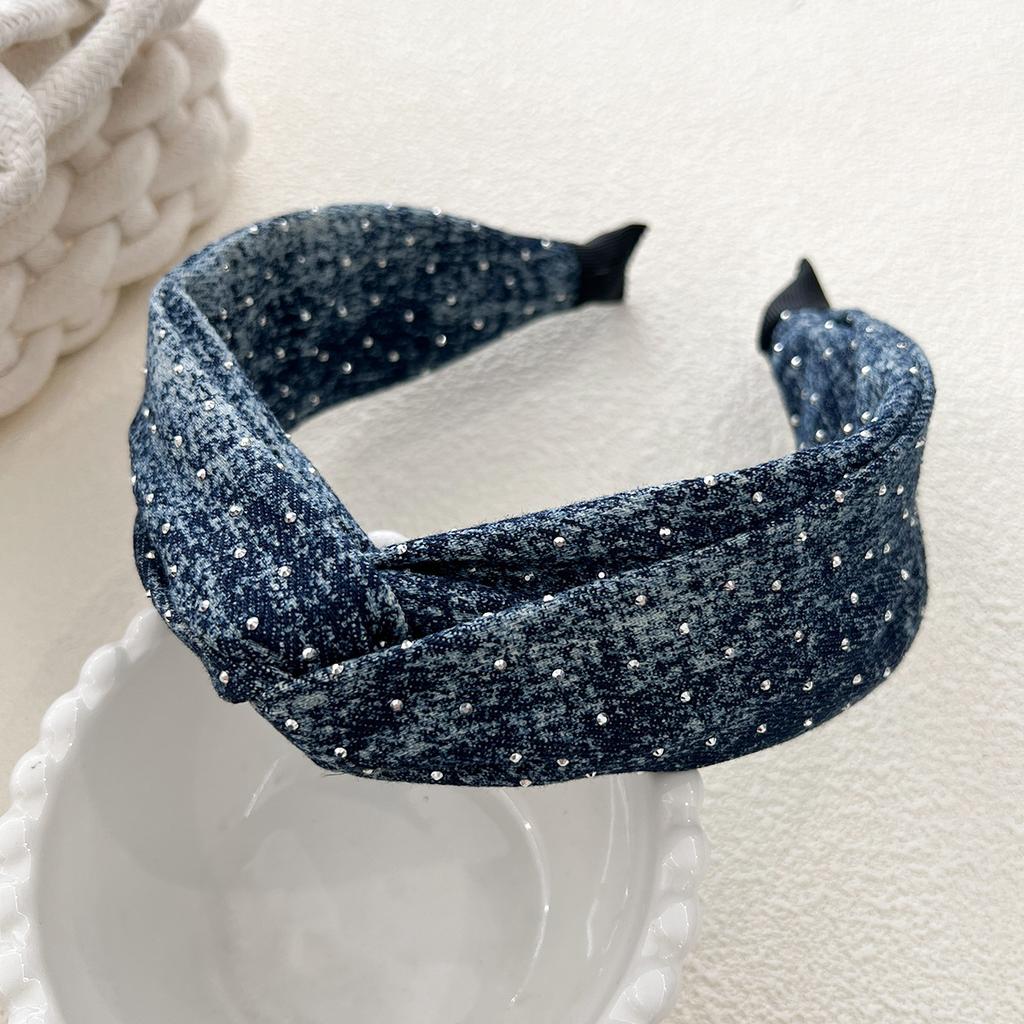 Denim Knot Cross Glitter Hairband Headband Adult Hair Accessories Hair Jewley