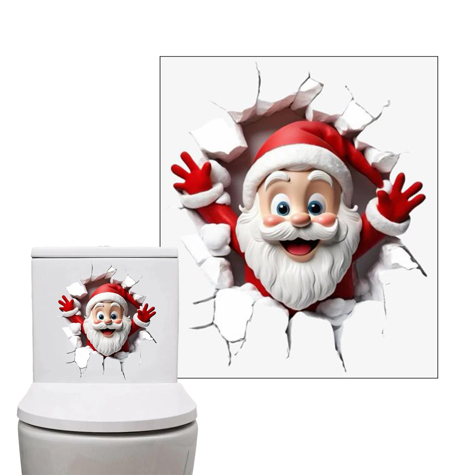 

Christmas Toilet Sticker PVC Wall-breaking Raised Stickers Funny Waterproof Santa Claus Home Decor For Daily Indoor Home Room CN