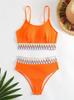 European & American High-Waisted Multicolor Knitted Bikini with Split Design - New Women's Sexy Swimsuit