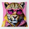 European Art Leopard Hipster Funky Animal Portrait Poster Cushion Covers Pillow Case For Sofa