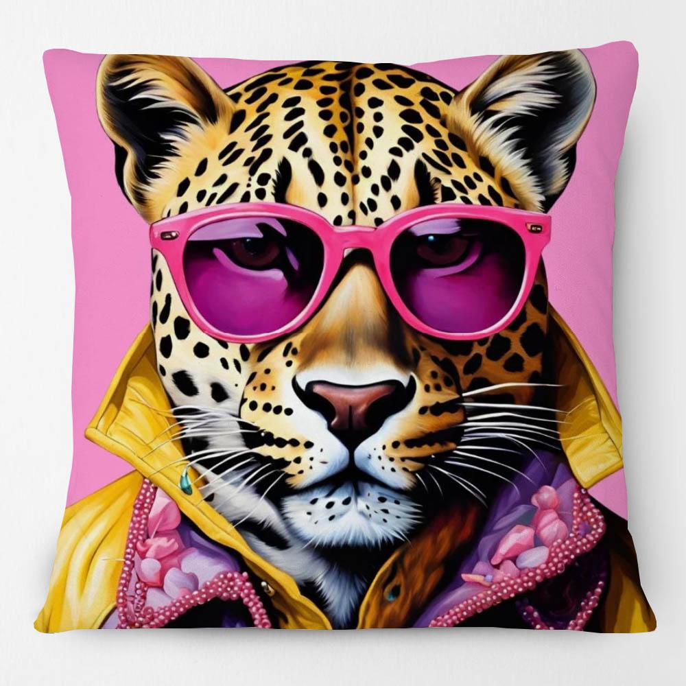 European Art Leopard Hipster Funky Animal Portrait Poster Cushion Covers Pillow Case For Sofa