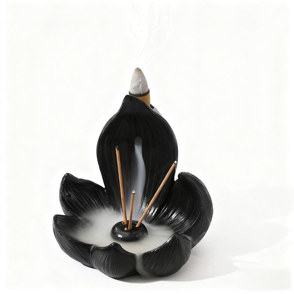 Resin Lotus Tabletop Incense Base Zen Chinese Style Lotus Incense Stick Incense Stick Burner Spa