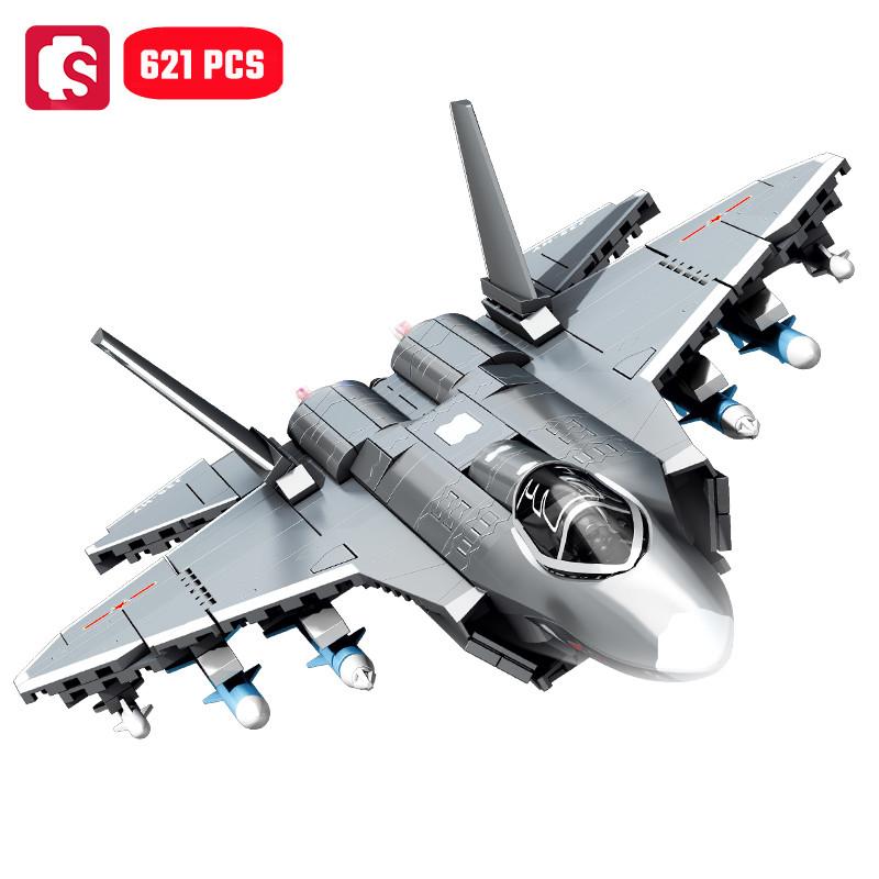 SEMBO Carrier Based Fighter Jet Assemblage Building Blocks MOC Armed Aircraft Models Plane Construction Sets for Boys Toys Gifts