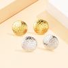 Simple INS Style Geometric Round Stainless Steel Stud Earrings for Women - Irregular Cracked Design