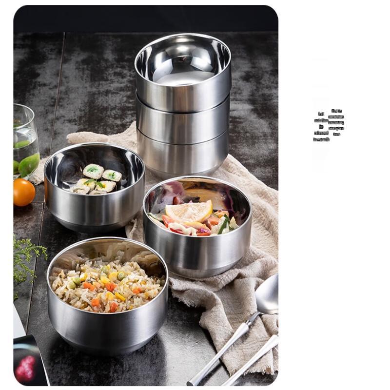 DISHJOY 304 Stainless Steel Double-Layer Insulated Bowl