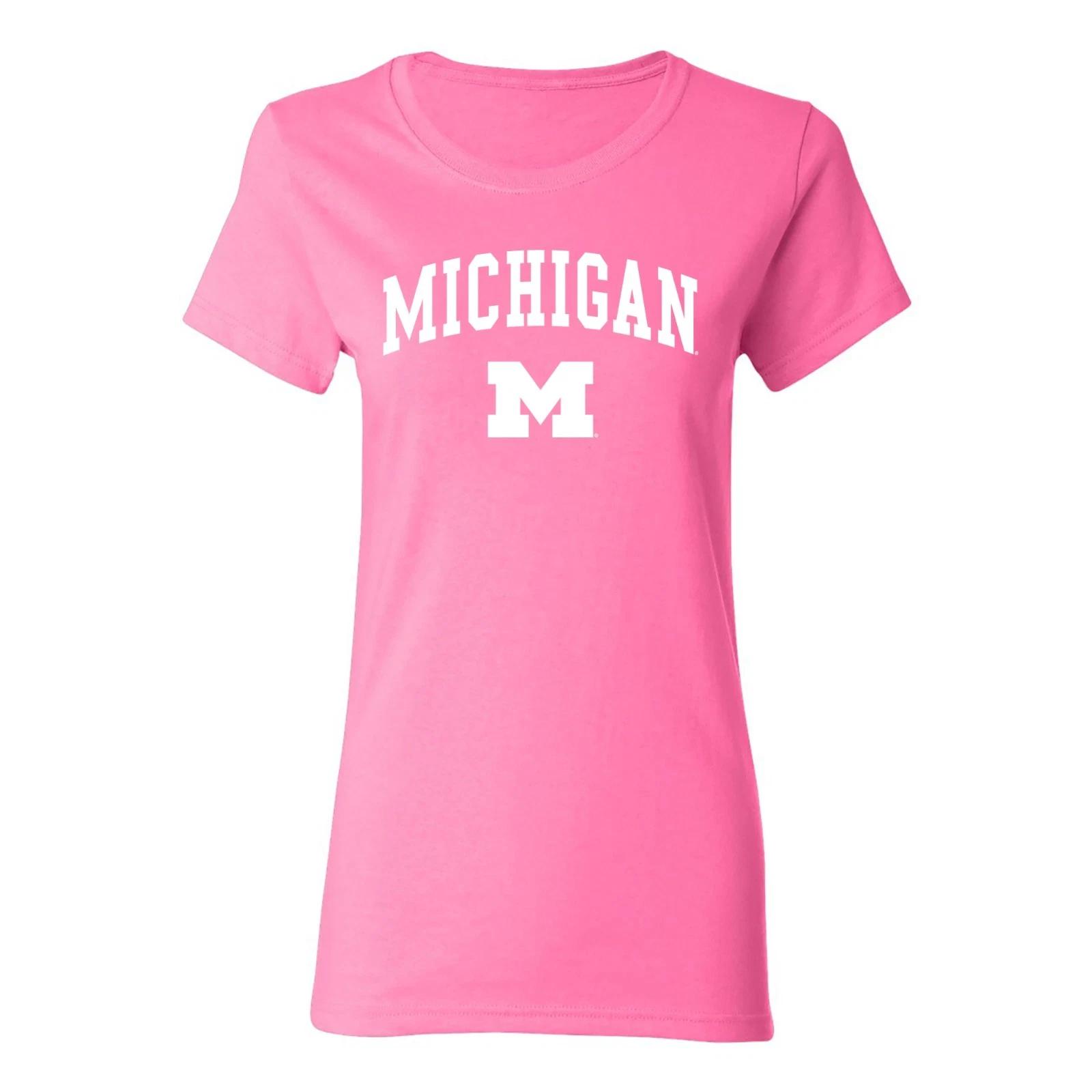 Michigan Wolverines Arch Logo Womens T-Shirt - Azalea S