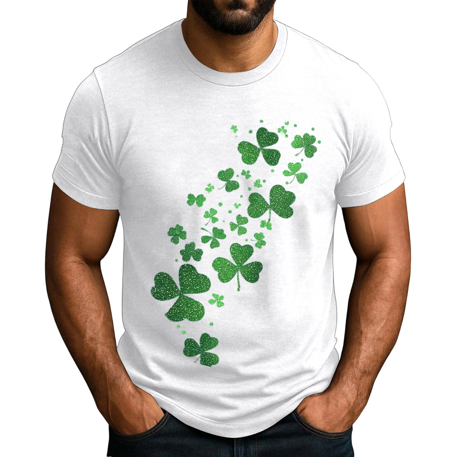 Мужская популярная футболка с принтом, круглым вырезом и коротким рукавом XL белый