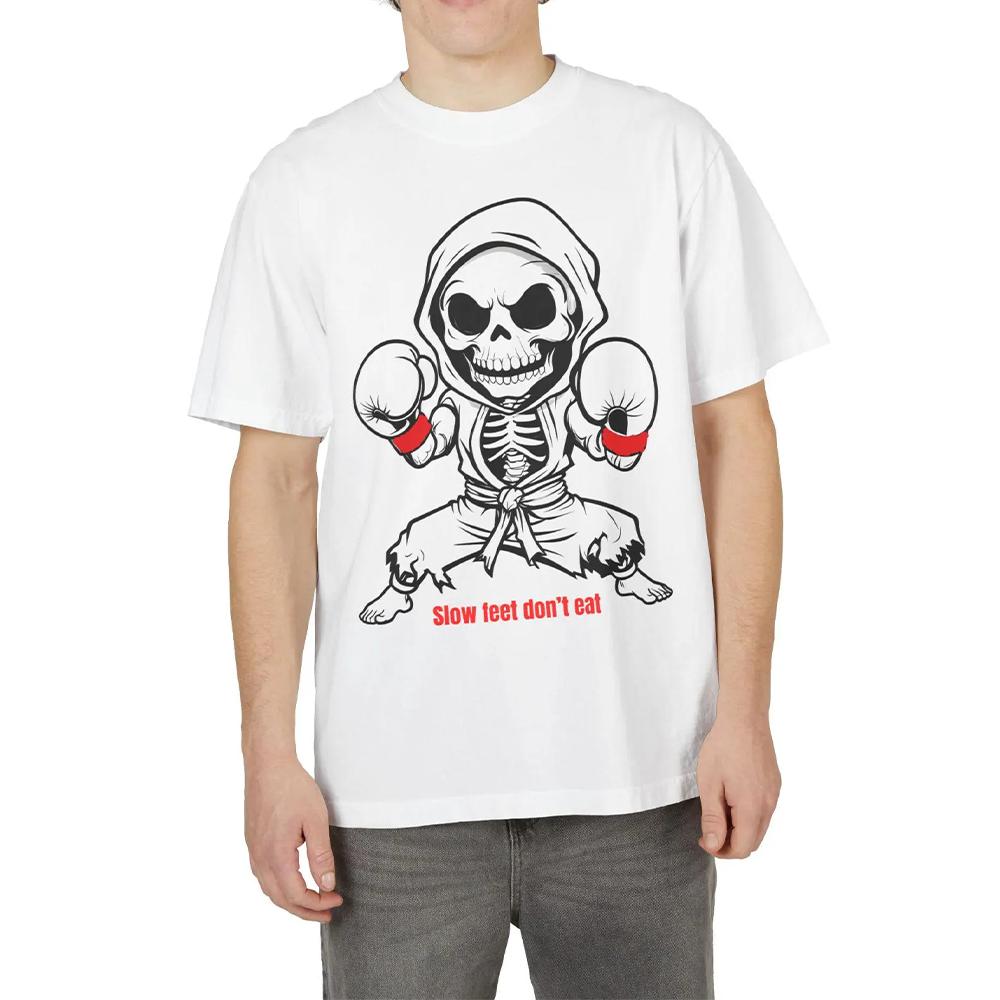 Skull Boxing Tshirt Mens Tracksuit Cotton Shortsleeved Tops Crew Neck Pullover Casual Sportswear Harajuku Retro Streetwear
