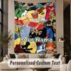 Custom Text Printed Tapestry Tintin Pattern Large Wall Hanging Indoor Room Decor
