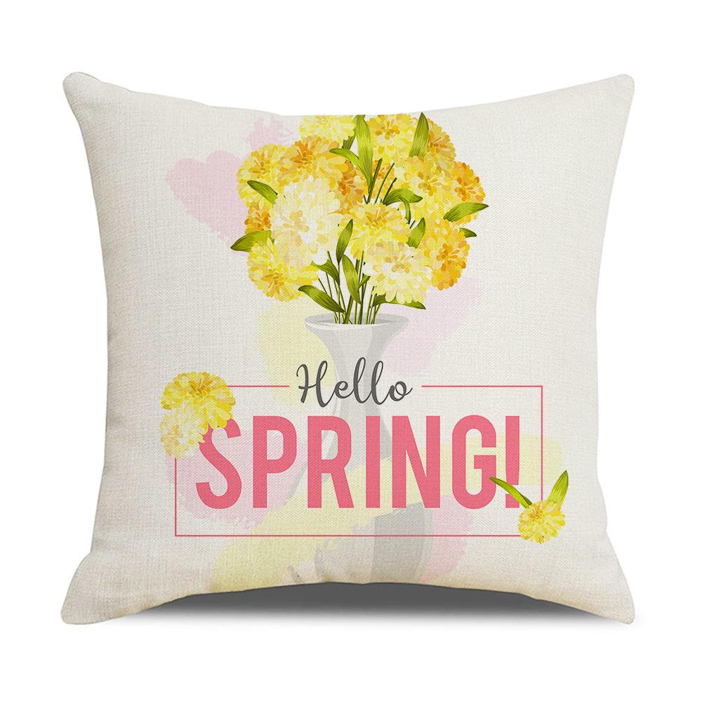 New Home Soft Furnishings Nordic Yellow Sunflower Sunflower Linen Printed Square Pillowcase