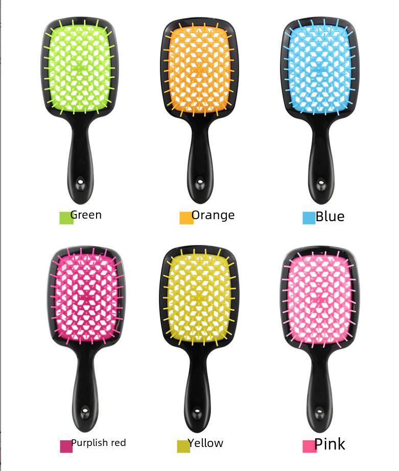 Pente de Massagem com Grelha Quadrada de Emenda – Ferramenta para Cabelo Volumoso e Alisamento