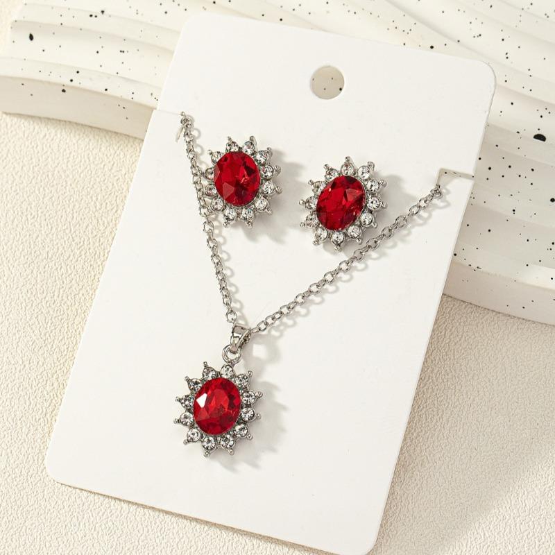 Fashion Suit Jewelry Temperament Sunflower Zircon Earrings Kate Sapphire Necklace
