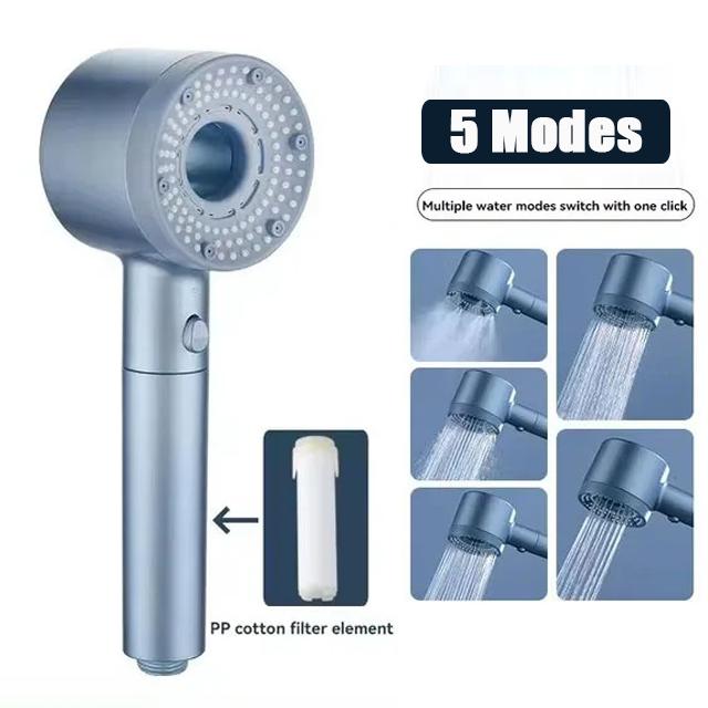 7 Spray Filtered Shower Head High-Pressure Handheld Water Saving Showerhead Fall Resistance Black Faucet Bathroom Shower Nozzle