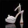 High Heel Women Sandals Platform Crystal Queen Rhinestone Bride Wedding Shoes Fish Mouth Woman's Gladiator Summer Shoes