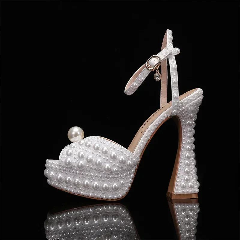 High Heel Women Sandals Platform Crystal Queen Rhinestone Bride Wedding Shoes Fish Mouth Woman's Gladiator Summer Shoes