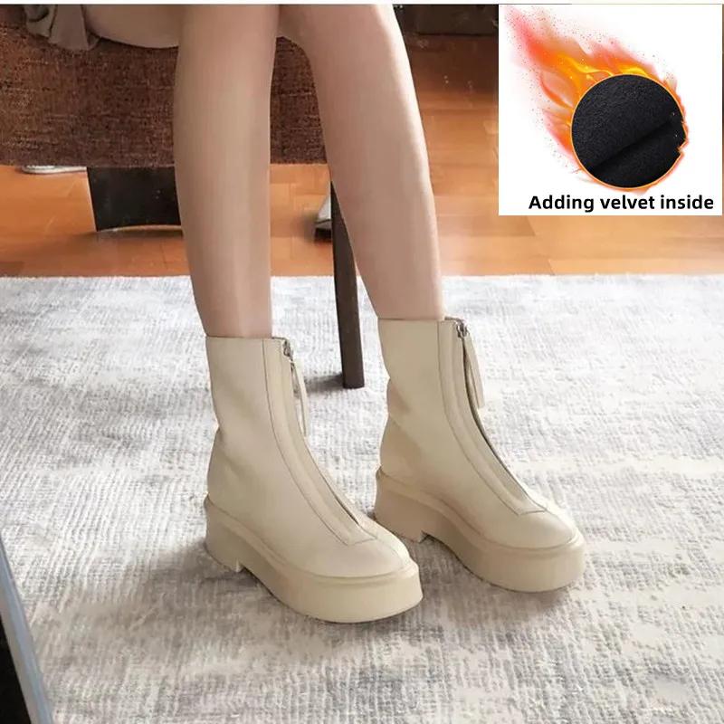 Fashion Fashion Punk Style Women Zipper Modern Casual  Ankle Boots Platform Thick Heels Short Booties Casual Autumn Winter Ladies Shoes