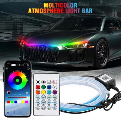 12V LED-uri pentru capota auto Bandă flexibilă pentru faruri Lămpi de atmosferă multicolore DRL Lumini de zi pentru decorare auto