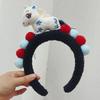 Red Zodiac Horse Headband - Cute Cartoon Accessory for Women and Children (Autumn/Winter Collection)