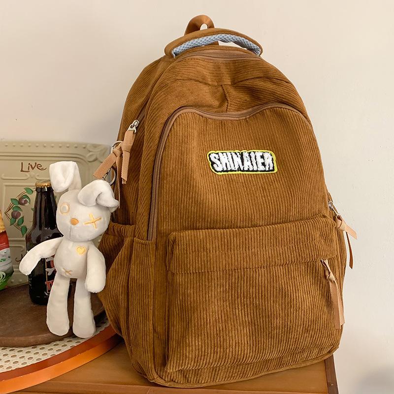 School bag Elementary school girl Junior high school student Corduroy backpack High school student college student backpack