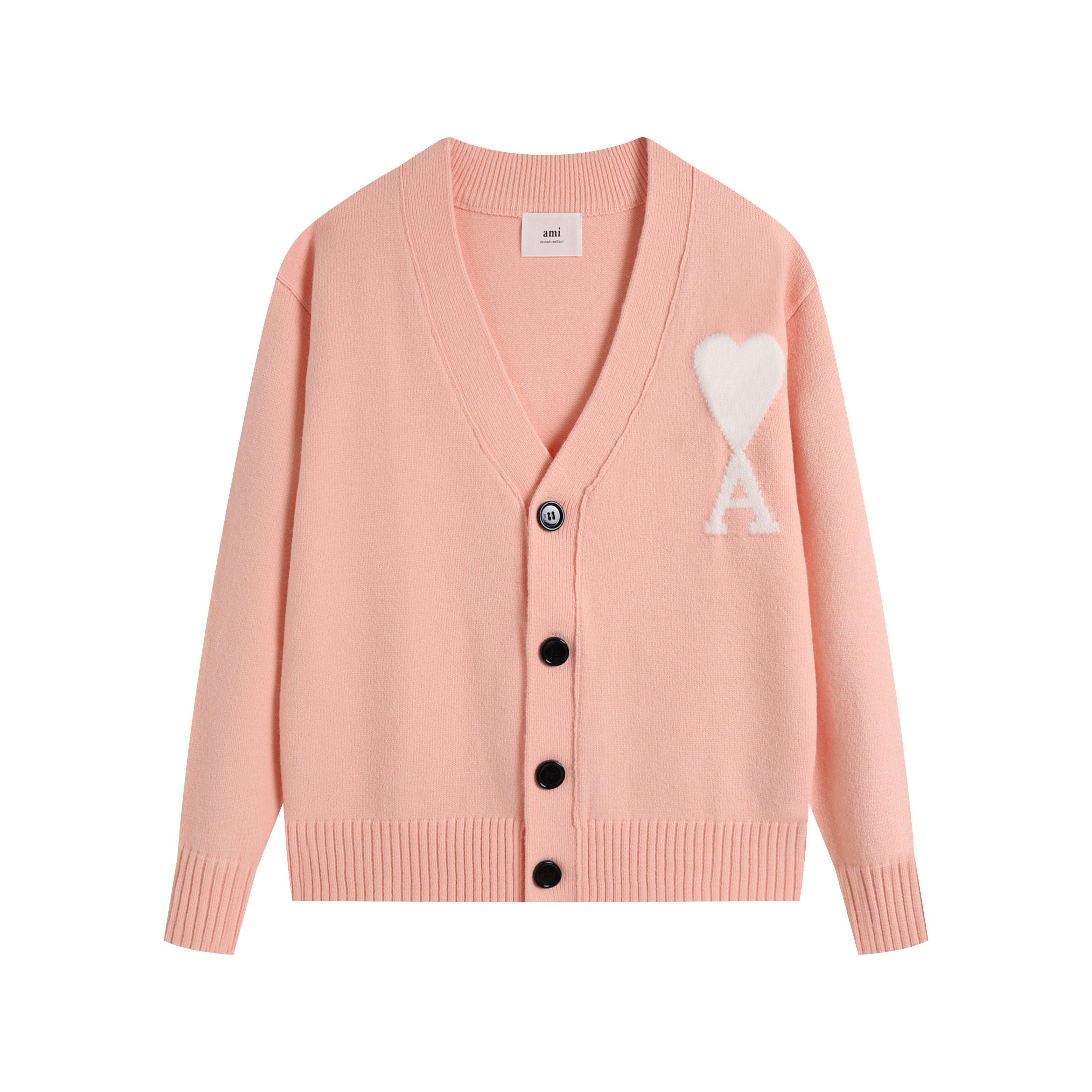 AMI 2025 Klassiek Gebreid Wollen Vest met Geborduurd Wit Hart voor Koppels M