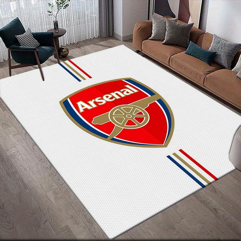 Arsenal Flanellmönstrad Matta, Hemsoffa Dekoration för Vardagsrum & Sovrum, Halkfri Lekflanell Golvmatta för Spelrum