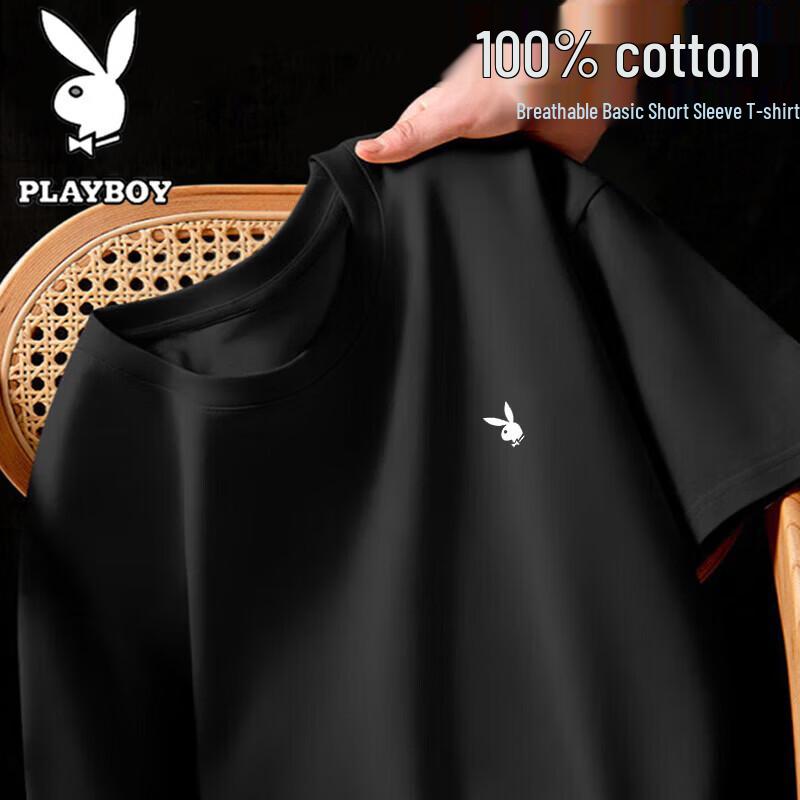 PLAYBOY Men s Pure Cotton Short Sleeve T-Shirt M