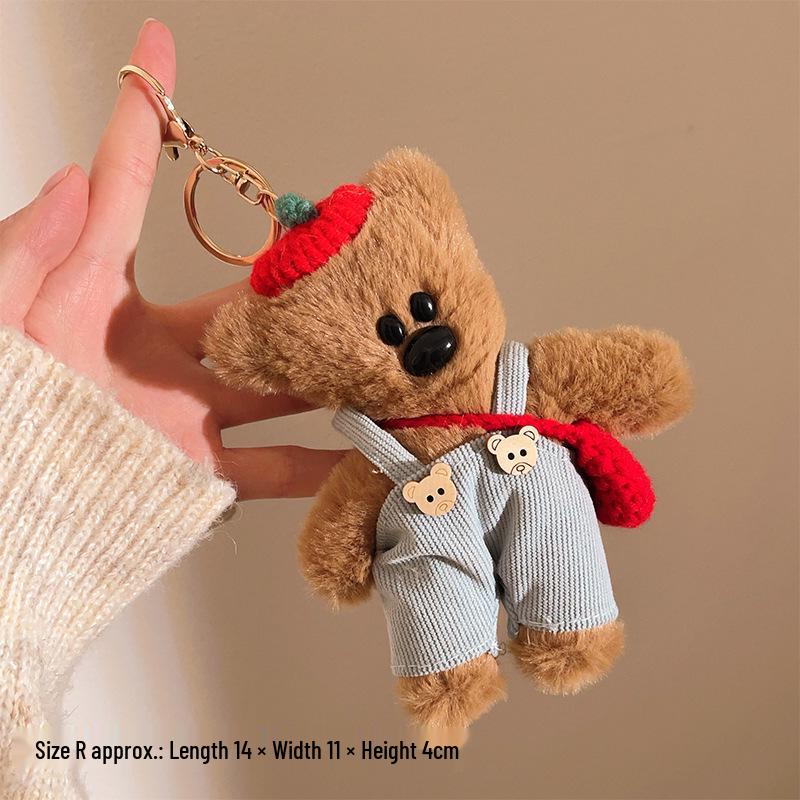 Charming Plush Pendant Keychain: Little Bear & KT Cat Duo