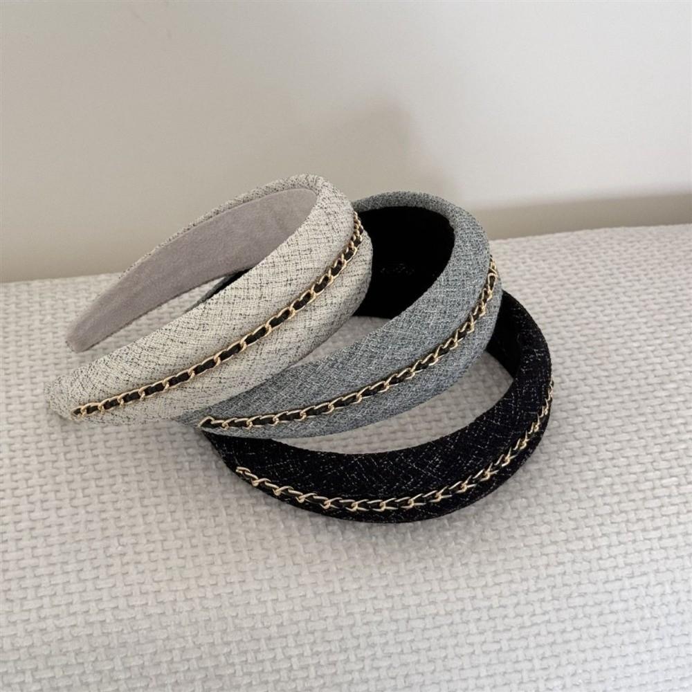 Wide-Brimmed Headbands for Women Non Slip Hair Band Cute Chain Hairbands for Skin Treatment