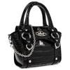 VIVIENNE WESTWOOD Classic Saturn Logo Magnetic Closure Leather Tote Bag Mini Women Handbags Black 48030002WL0099N401