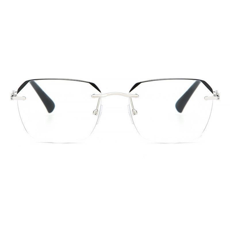 Anti-blue reading glasses fashionable frameless plain glasses men and women new elderly glasses radiation-proof middle-aged and elderly