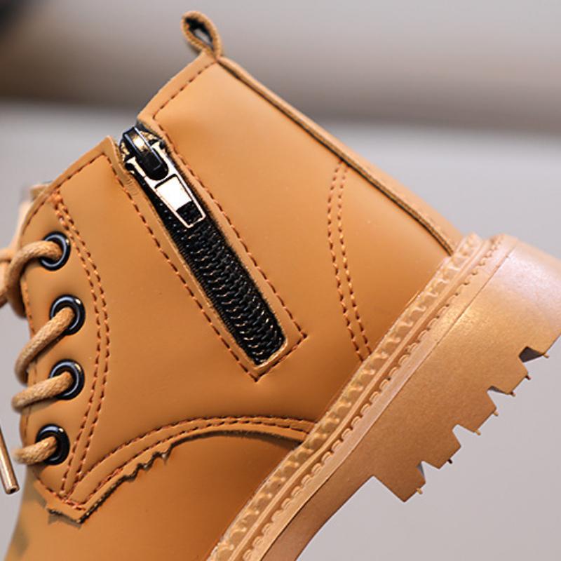Детские осенне-зимние британские однотонные простые короткие ботинки для мальчиков — фото 10