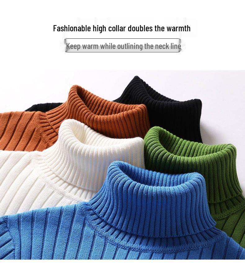 Herren Slim Fit Strickfleece-Pullover mit langem Umlegekragen