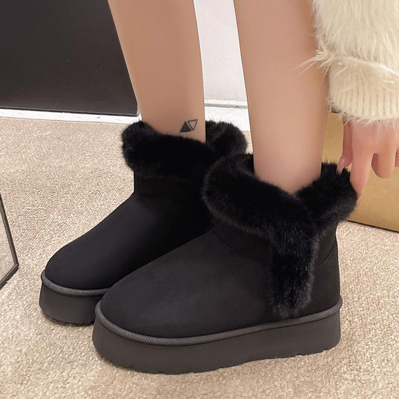 Fashion Classic Fur Boots For Women Winter New Snow Boots Outdoor Fashion Warm Plush Ankle Boots Women Thick Sole Padded Boots 2024