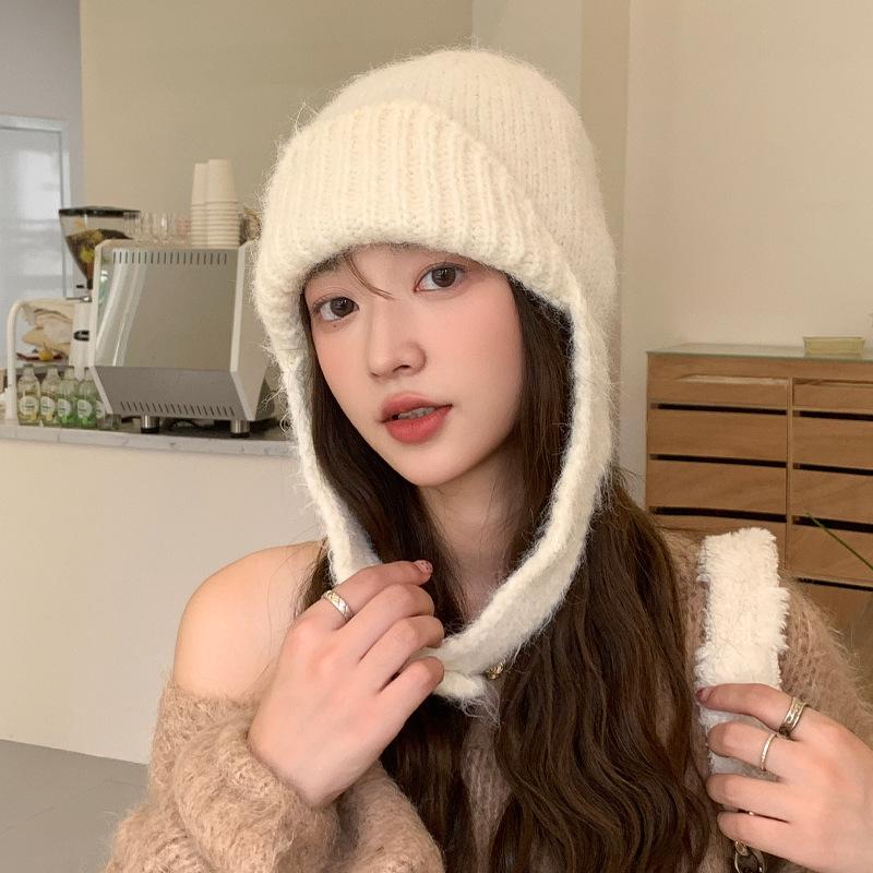 Korean Version of Autumn and Winter New Hat for Women Rabbit Wool Knitted Wool Hat Solid Color Versatile Winter Warm Ear Protection Hat Trendy