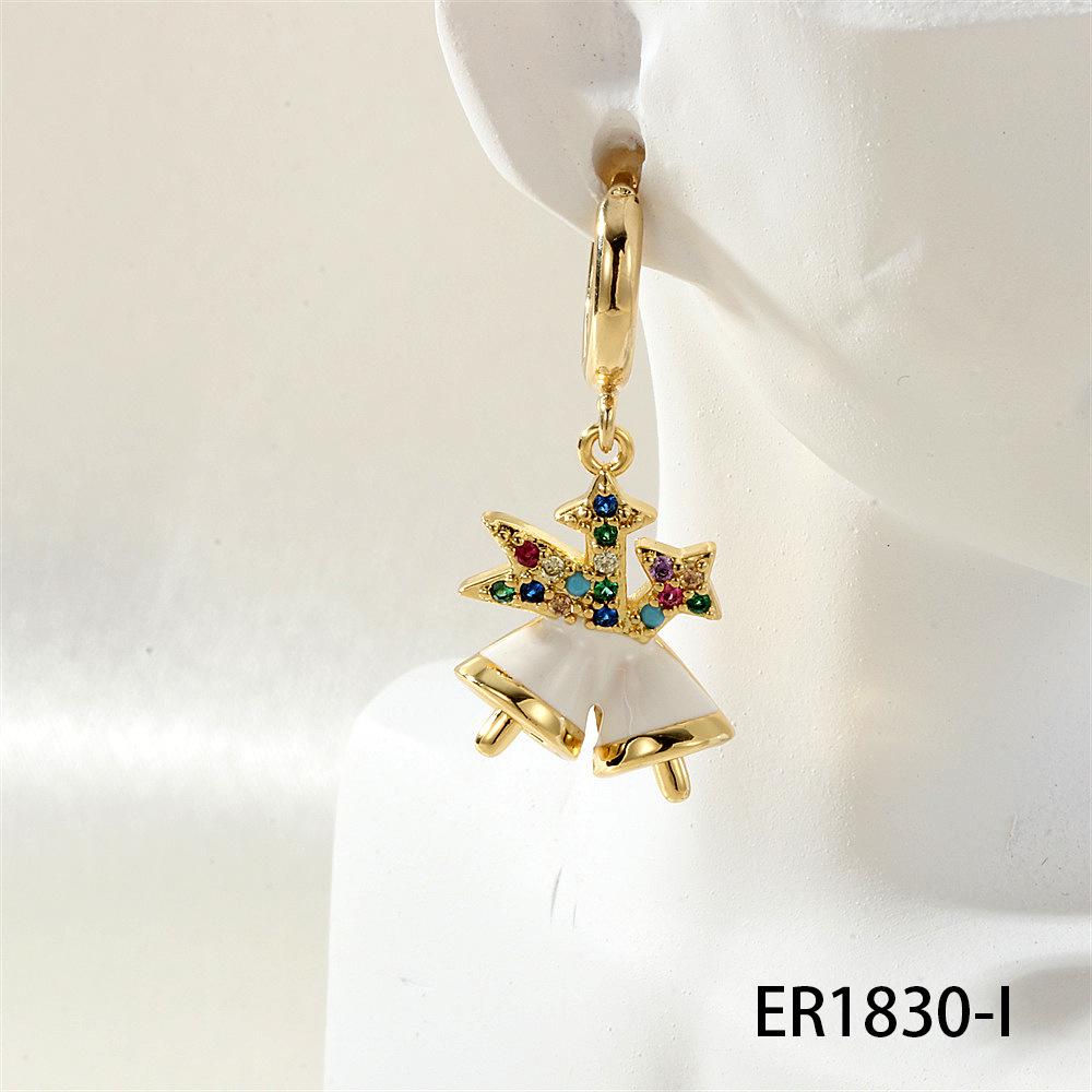 Christmas Lolita Fashion Hoop Earrings: Snowflake, Reindeer & Tree Charm Set