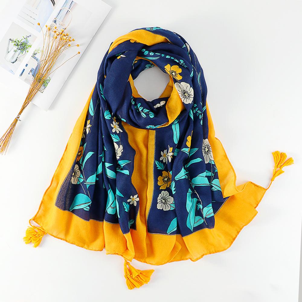 Cotton and Linen Hand Feel Scarf Chinese Style Clothing Outfit Scarf for Women's National Style Sun Protection Tassel Shawl