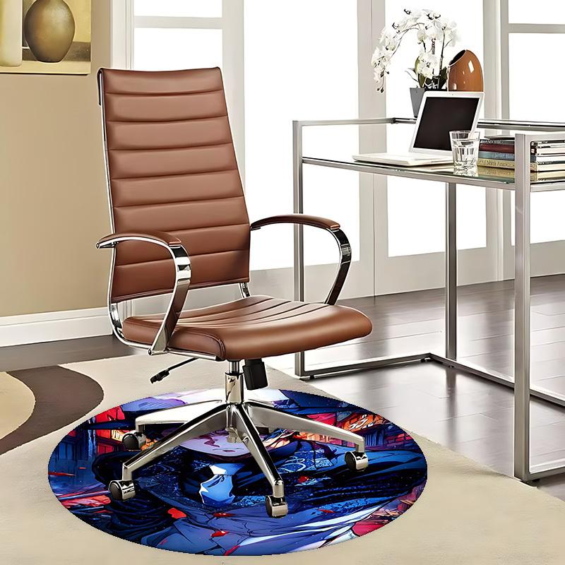 

1pc Anime Design Round Carpet Office Chair Mat with Cool Guy Print, Home Decor, Gaming Room, Gift 80cm