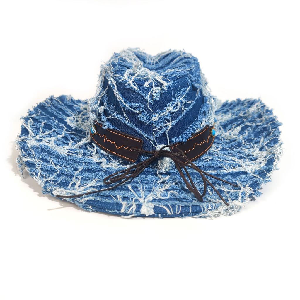 Western Cowboy Hat Spring And Autumn Sunshade Sun Protection Hat Children'S Retro Denim Bucket Hat