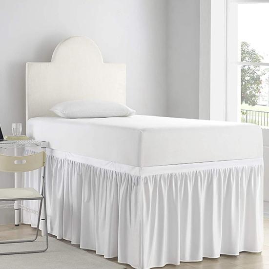 Ruffled Bed Skirt Solid Color Wear Resistant Washable Non-Fading Extra Long College