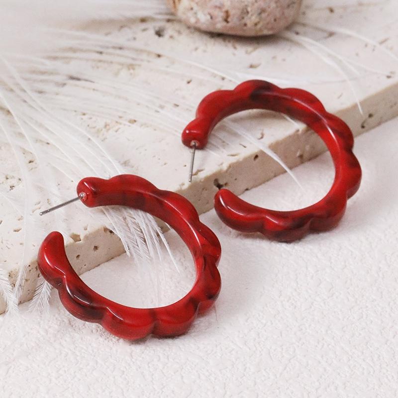 Trendy Vintage Burgundy Acrylic Drop Earrings For Women Wholesale Autumn Winter Ear Accessories