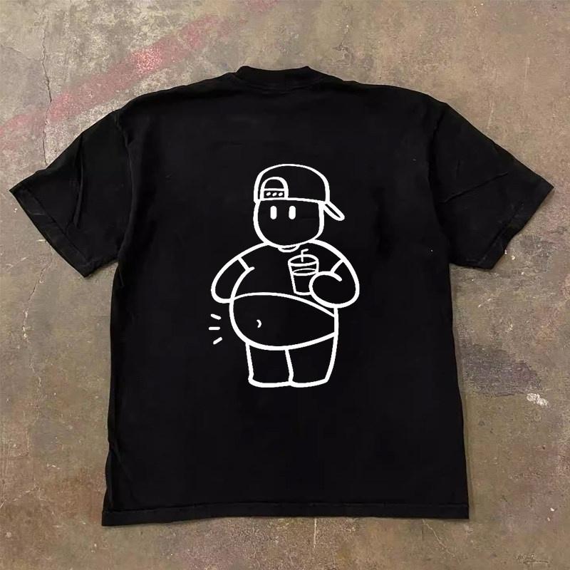 Loose Fit Cotton Tshirt Short Sleeve Double Thread Pure Cotton American Retro Style Couples Tee Unisexs Casual Breathable Sum