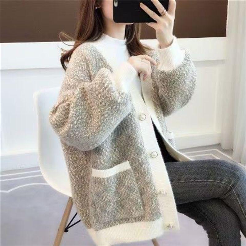 Autumn 2025 Thick Knit Women's Cardigan - Loose, Lazy Style